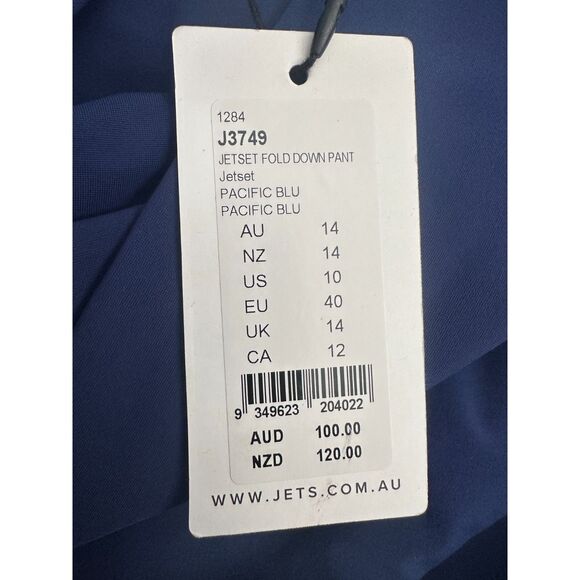 Jets Australia Jetset Fold Down High Waisted Bikini Bottom Pacific Blue NWT 10 - Picture 9 of 10